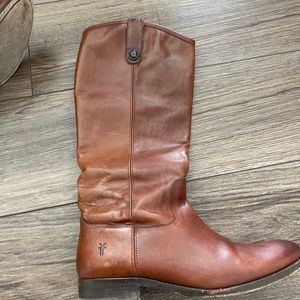 Melissa button Frye cognac boots - used like new